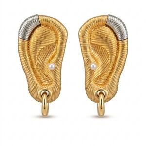 🆕️ Schiaparelli Gold and Silver Women's Earrings Authentic Signed NWOT